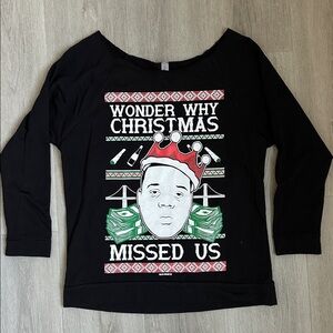 Next Level Apparel Black Festive Notorious BIG Graphic Sweatshirt size small